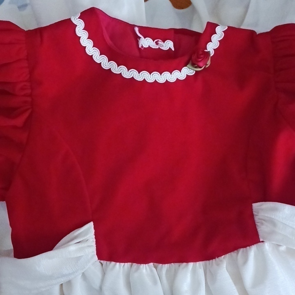Youngsport Red Velvet Ivory Taffeta Dress - Picture 5 of 12